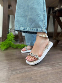 Papete feminina com pedraria e traseira strass brilhante - Tunika 1027