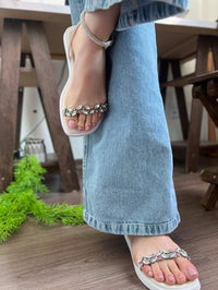 Papete feminina com pedraria e traseira strass brilhante - Tunika 1027