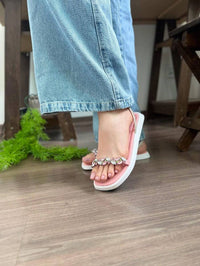 Papete feminina com pedraria e traseira strass brilhante - Tunika 1027