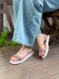 Papete feminina com pedraria e traseira strass brilhante - Tunika 1027