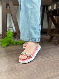 Papete feminina com pedraria e traseira strass brilhante - Tunika 1027