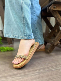 Papete feminina com pedraria e traseira strass brilhante - Tunika 1027