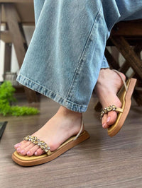 Papete feminina com pedraria e traseira strass brilhante - Tunika 1027