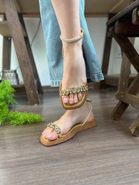 Papete feminina com pedraria e traseira strass brilhante - Tunika 1027