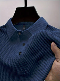 Manfinity Homme Camisa Polo Casual Masculina Sólida e Texturizada para o Verão, para Golfe