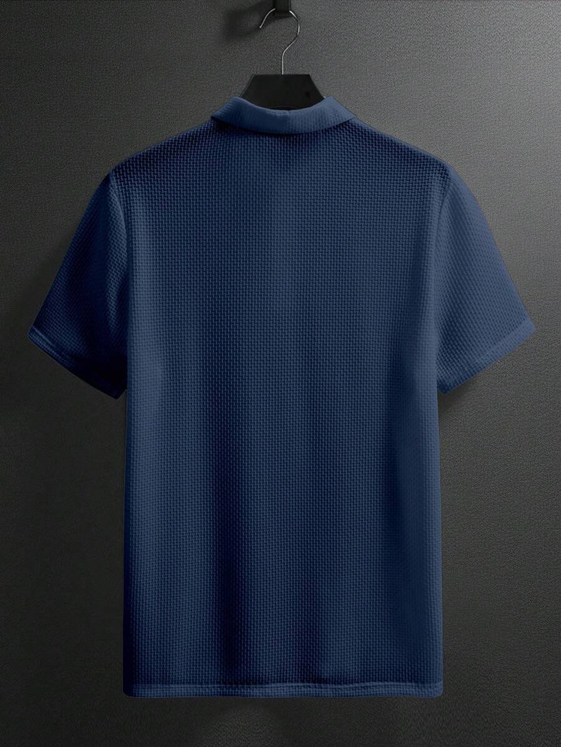 Manfinity Homme Camisa Polo Casual Masculina Sólida e Texturizada para o Verão, para Golfe