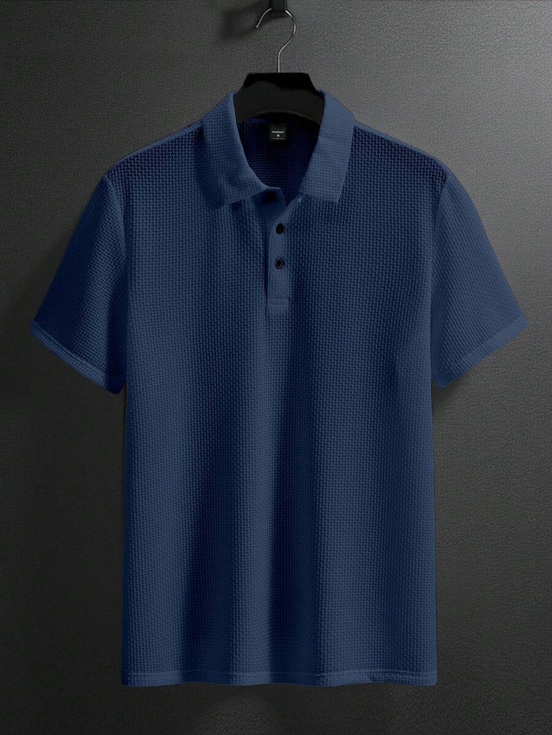 Manfinity Homme Camisa Polo Casual Masculina Sólida e Texturizada para o Verão, para Golfe
