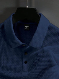 Manfinity Homme Camisa Polo Casual Masculina Sólida e Texturizada para o Verão, para Golfe