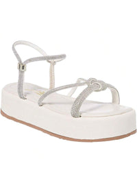 Sandália Feminina Flatform Tira com Brilho Strass Confortável Casual Promoção