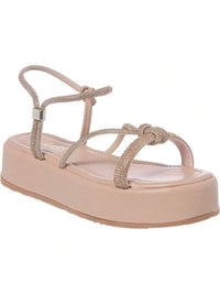 Sandália Feminina Flatform Tira com Brilho Strass Confortável Casual Promoção