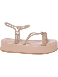 Sandália Feminina Flatform Tira com Brilho Strass Confortável Casual Promoção