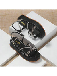 Sandália Feminina Flatform Tira com Brilho Strass Confortável Casual Promoção