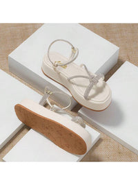 Sandália Feminina Flatform Tira com Brilho Strass Confortável Casual Promoção