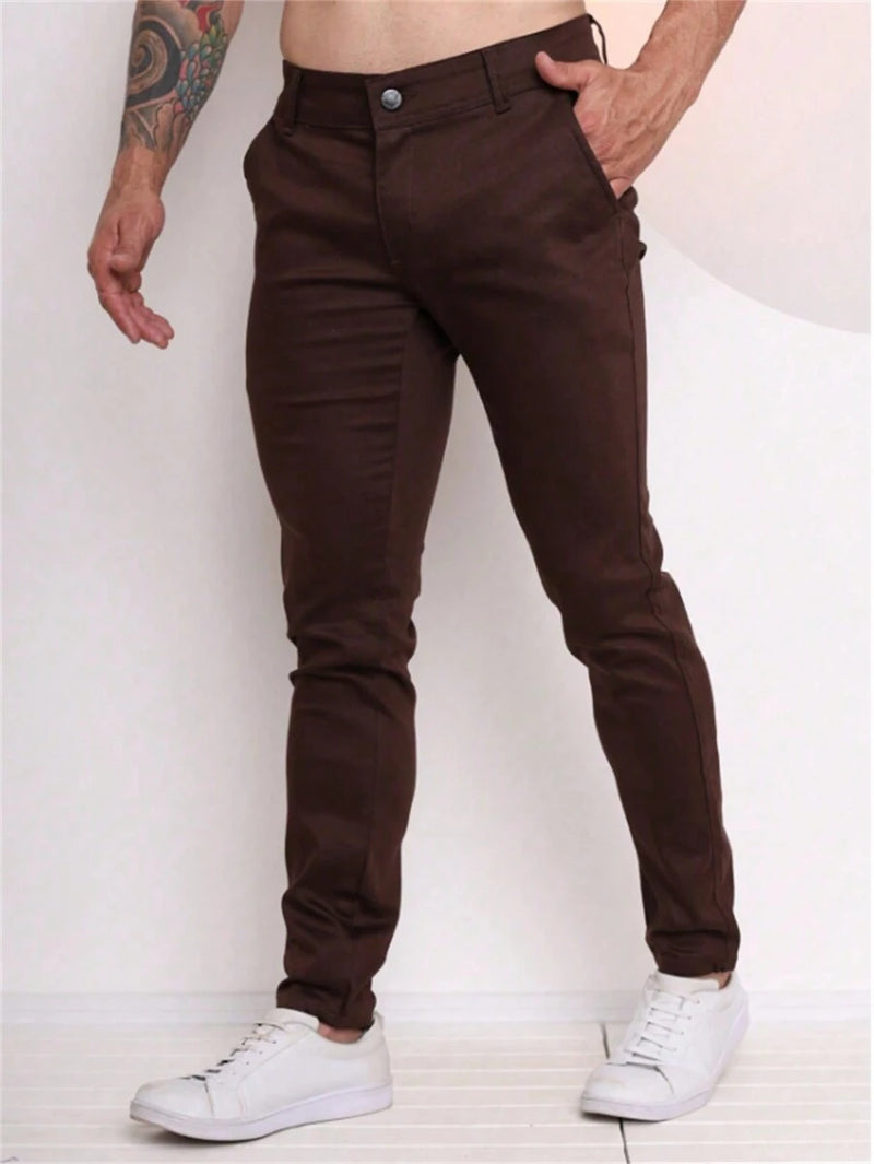 Calça Sarja Bolso Embutido Bolso Faca Sport Fino Social Masculino com Lycra Alta Durabilidade e Conforto