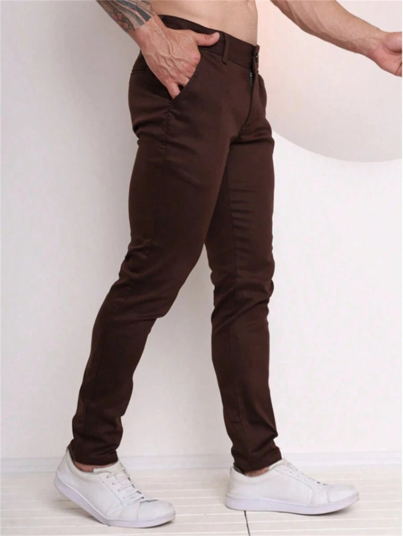 Calça Sarja Bolso Embutido Bolso Faca Sport Fino Social Masculino com Lycra Alta Durabilidade e Conforto