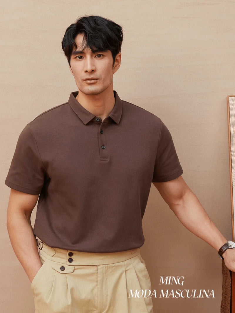 Camisa POLO Básica de Verão com Gola Clássica e Manga Curta Confortável e Respirável