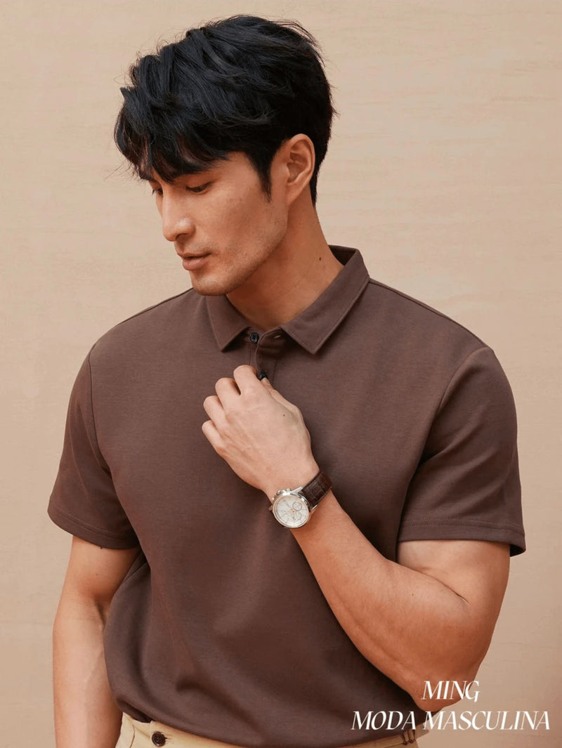 Camisa POLO Básica de Verão com Gola Clássica e Manga Curta Confortável e Respirável