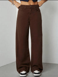 Calça Wide Leg Pantalona Jeans Feminina Cintura Alta Levanta Bumbum