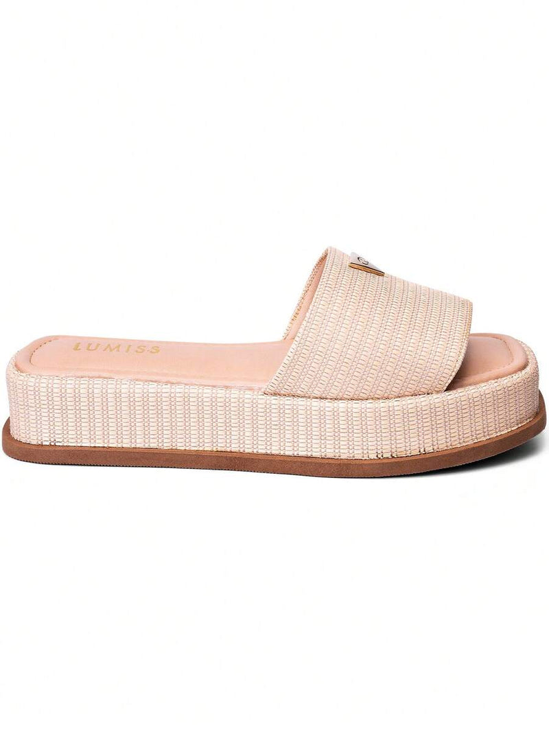 Lumiss Sandália Tamanco Feminino Flatform Confortável Chinelo Juta Lumiss