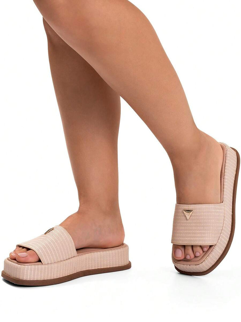 Lumiss Sandália Tamanco Feminino Flatform Confortável Chinelo Juta Lumiss