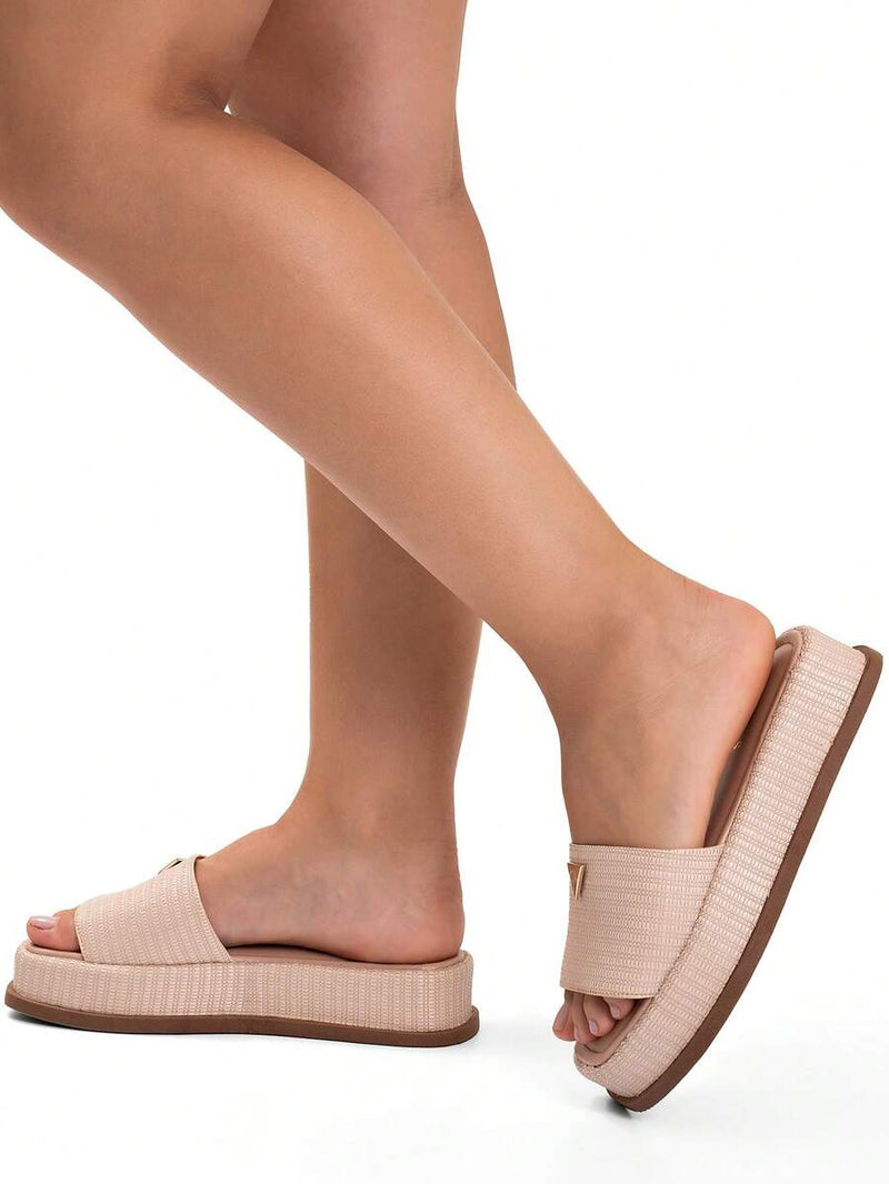Lumiss Sandália Tamanco Feminino Flatform Confortável Chinelo Juta Lumiss