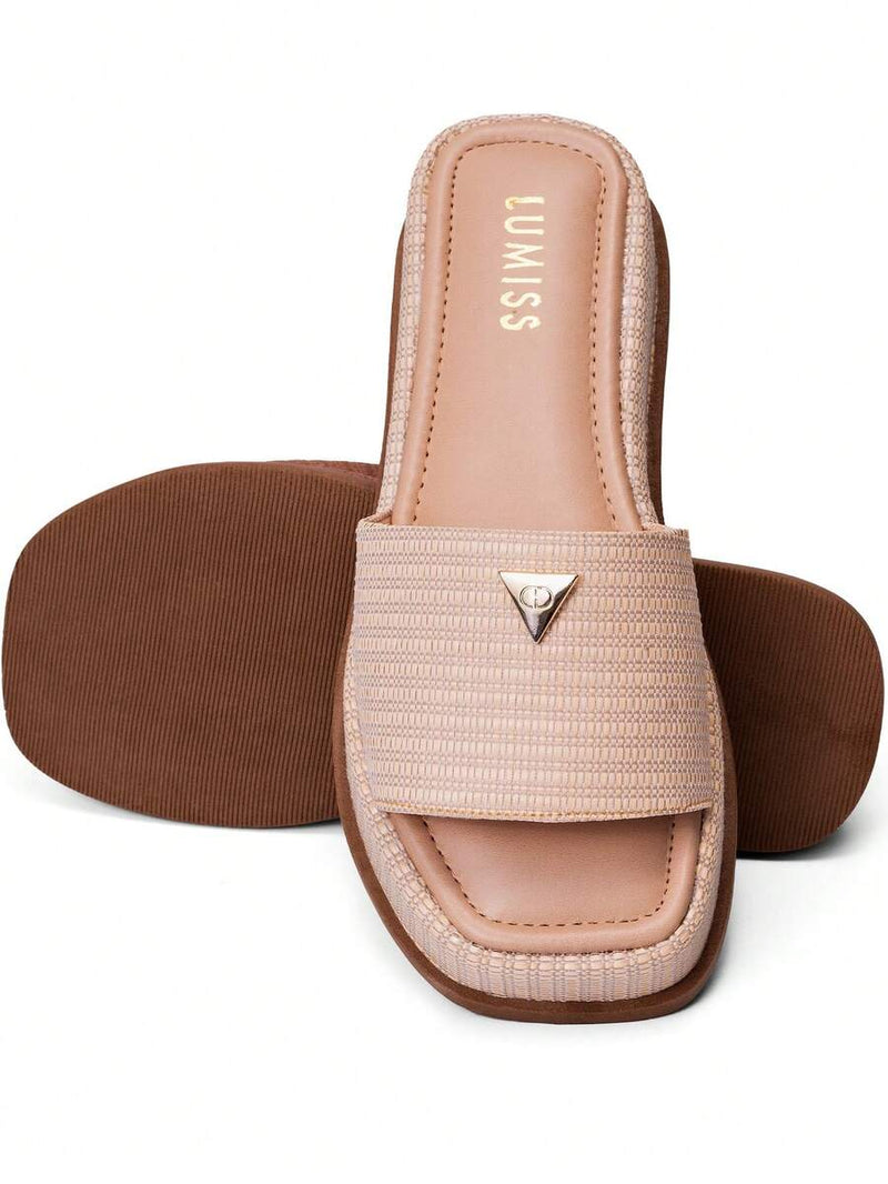 Lumiss Sandália Tamanco Feminino Flatform Confortável Chinelo Juta Lumiss