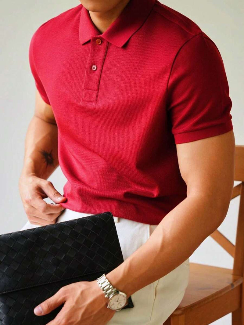 Camisa POLO Básica de Verão com Gola Clássica e Manga Curta Confortável e Respirável