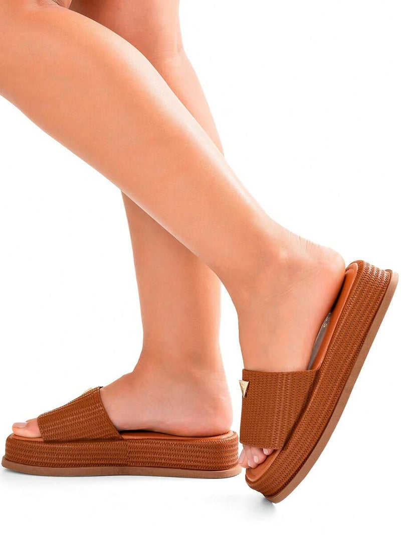 Lumiss Sandália Tamanco Feminino Flatform Confortável Chinelo Juta Lumiss