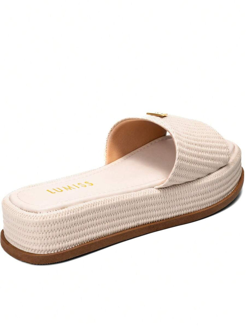 Lumiss Sandália Tamanco Feminino Flatform Confortável Chinelo Juta Lumiss