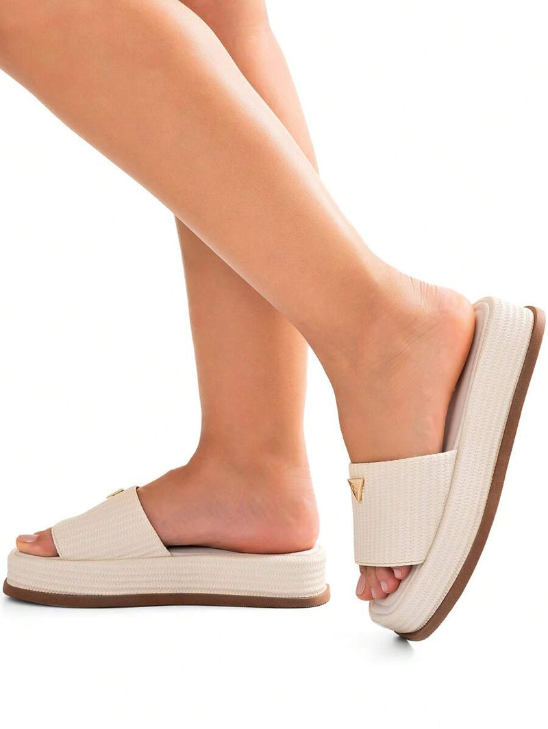 Lumiss Sandália Tamanco Feminino Flatform Confortável Chinelo Juta Lumiss