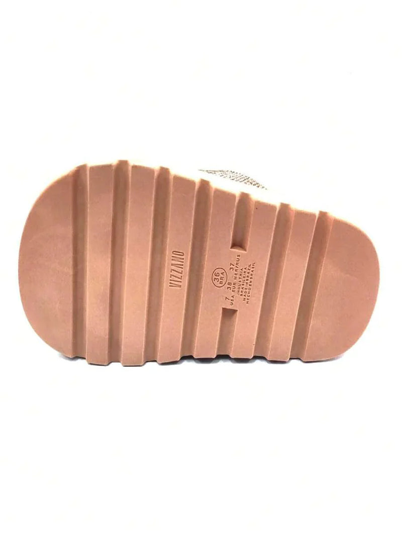 Papete Vizzano Sandália rasteira Nude Strass Cristal - Lançamento 6459.122