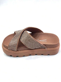 Papete Vizzano Sandália rasteira Nude Strass Cristal - Lançamento 6459.122