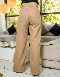 Calça Wide Leg Pantalona Jeans Feminina Cintura Alta Levanta Bumbum