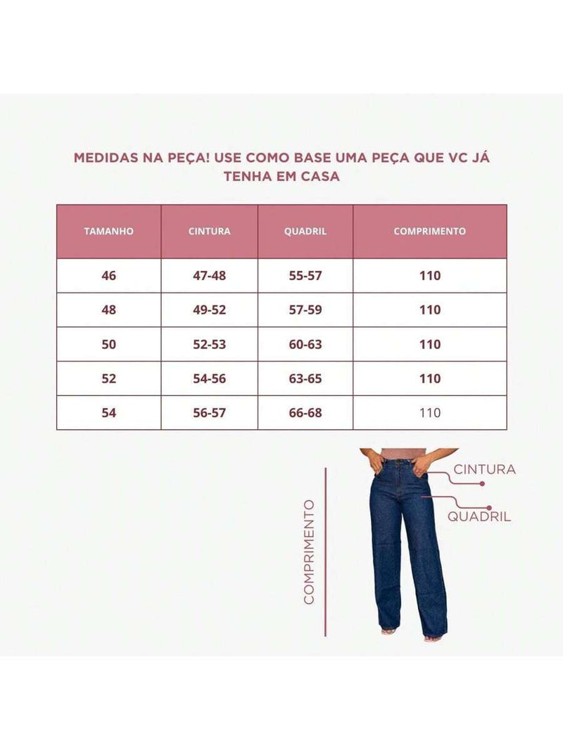 WIDE LEG Jeans Escura Cntura Alta Pantalona cintura alta 100% algodão
