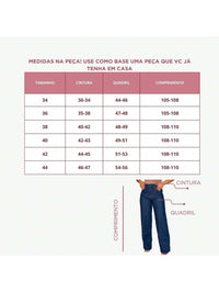 WIDE LEG Jeans Escura Cntura Alta Pantalona cintura alta 100% algodão