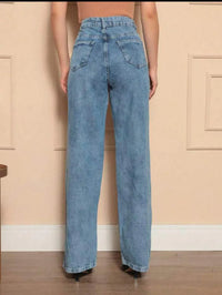 Calça Wide Leg Pantalona Jeans Feminina Cintura Alta Levanta Bumbum