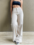 Calça Wide Leg Pantalona Jeans Feminina Cintura Alta Levanta Bumbum