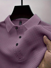 Manfinity Homme Camisa Polo Casual Masculina Sólida e Texturizada para o Verão, para Golfe