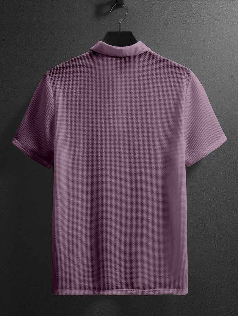 Manfinity Homme Camisa Polo Casual Masculina Sólida e Texturizada para o Verão, para Golfe