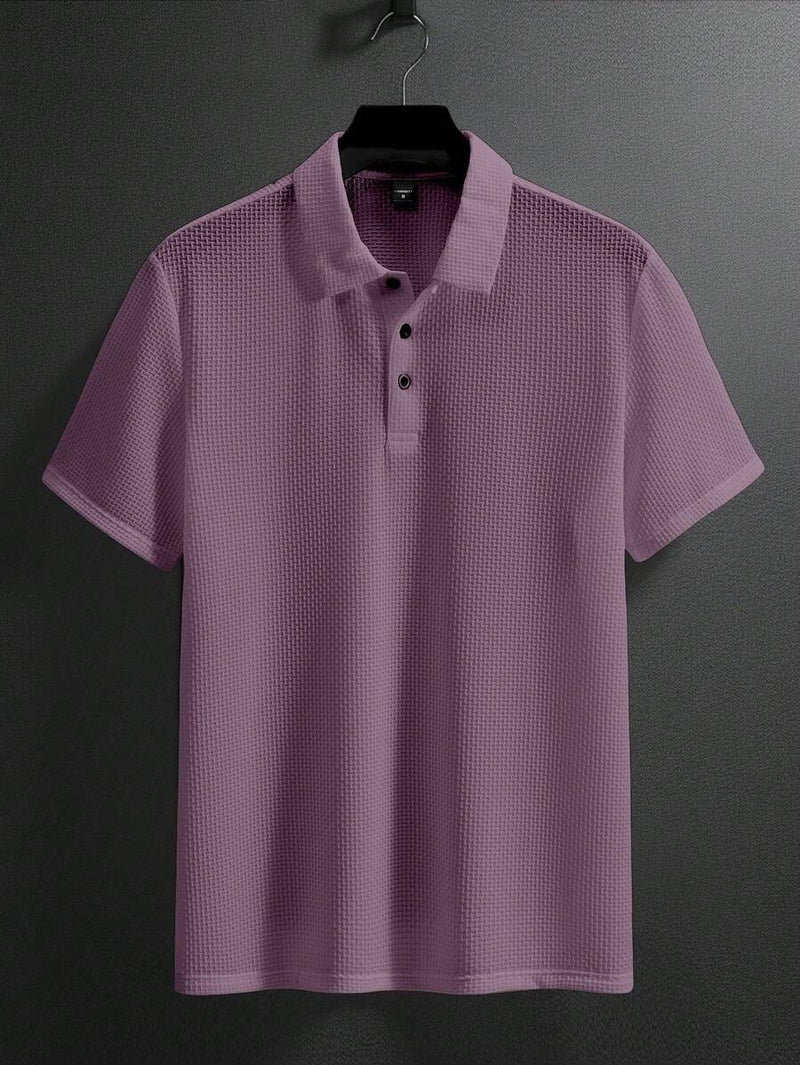 Manfinity Homme Camisa Polo Casual Masculina Sólida e Texturizada para o Verão, para Golfe