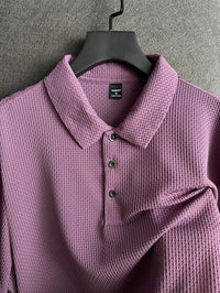 Manfinity Homme Camisa Polo Casual Masculina Sólida e Texturizada para o Verão, para Golfe