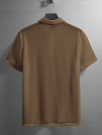 Manfinity Homme Camisa Polo Casual Masculina Sólida e Texturizada para o Verão, para Golfe