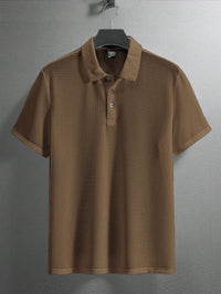 Manfinity Homme Camisa Polo Casual Masculina Sólida e Texturizada para o Verão, para Golfe