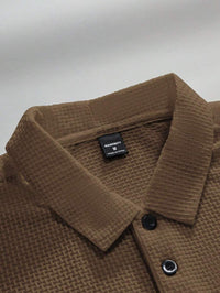 Manfinity Homme Camisa Polo Casual Masculina Sólida e Texturizada para o Verão, para Golfe