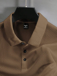 Manfinity Homme Camisa Polo Casual Masculina Sólida e Texturizada para o Verão, para Golfe