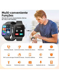 Hwagol Relógio Inteligente Atualizado 2025 (Atender/Fazer Chamadas), Tela de 1,85 Polegadas, Capacidade de Bateria de 230mAh, Relógio Inteligente Adequado para Homens e Mulheres, Rastreador de Fitness, Vários Modos Esportivos, Contador de Passos e Caloria