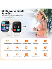 Hwagol Relógio Inteligente Atualizado 2025 (Atender/Fazer Chamadas), Tela de 1,85 Polegadas, Capacidade de Bateria de 230mAh, Relógio Inteligente Adequado para Homens e Mulheres, Rastreador de Fitness, Vários Modos Esportivos, Contador de Passos e Caloria