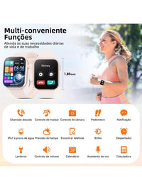 Hwagol Relógio Inteligente Atualizado 2025 (Atender/Fazer Chamadas), Tela de 1,85 Polegadas, Capacidade de Bateria de 230mAh, Relógio Inteligente Adequado para Homens e Mulheres, Rastreador de Fitness, Vários Modos Esportivos, Contador de Passos e Caloria