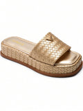 Lumiss Sandália Tamanco Feminino Flatform Confortável Chinelo Juta Lumiss