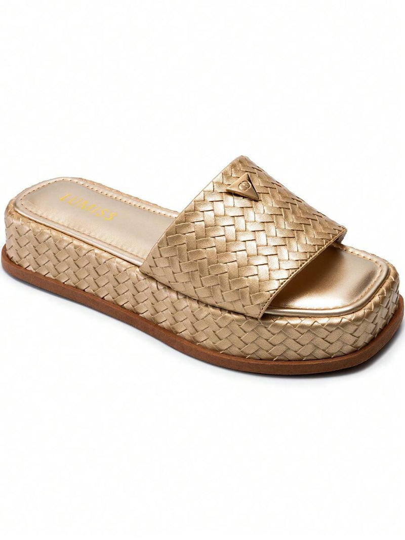 Lumiss Sandália Tamanco Feminino Flatform Confortável Chinelo Juta Lumiss